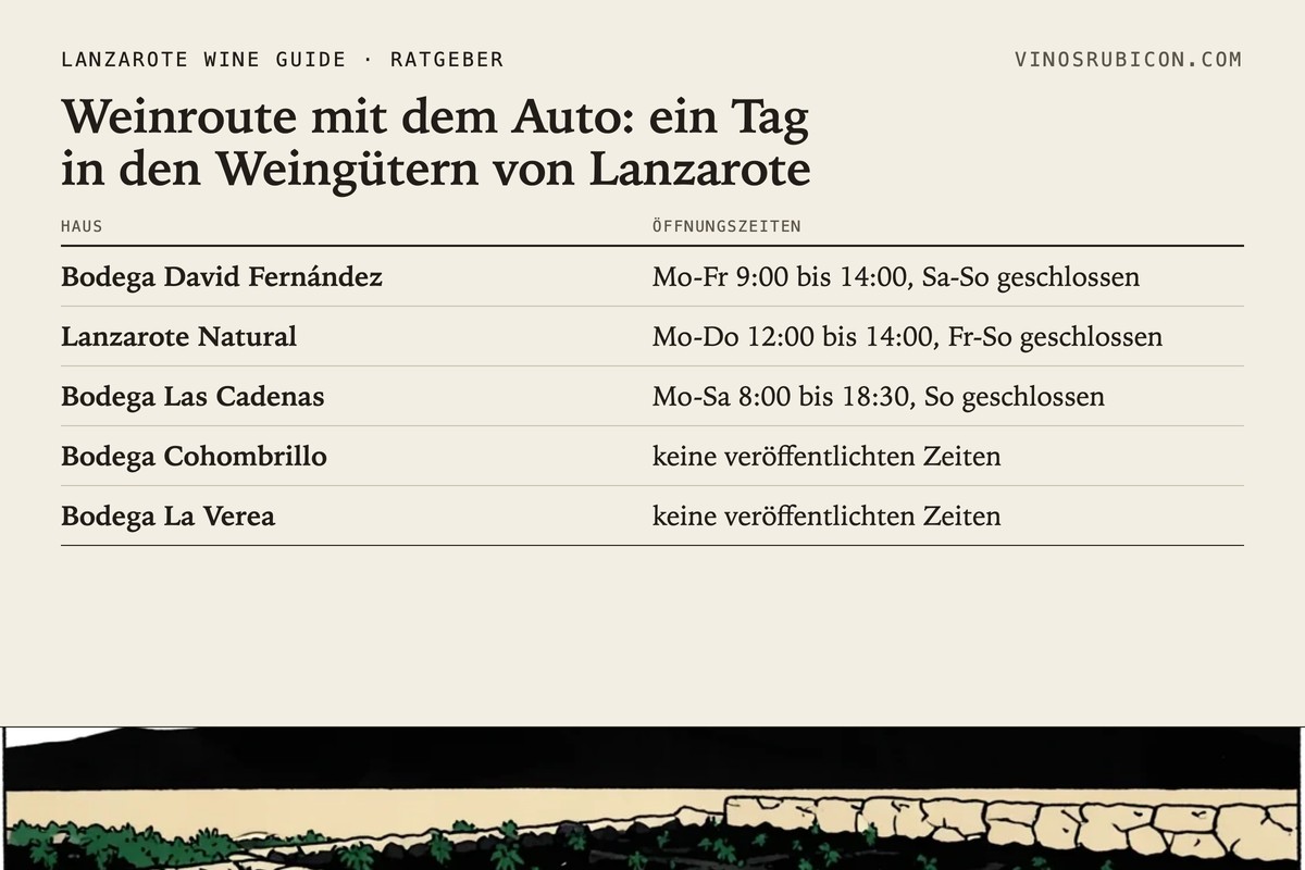 Weinroute mit dem Auto: ein Tag in den Weingütern von Lanzarote · Datenblatt