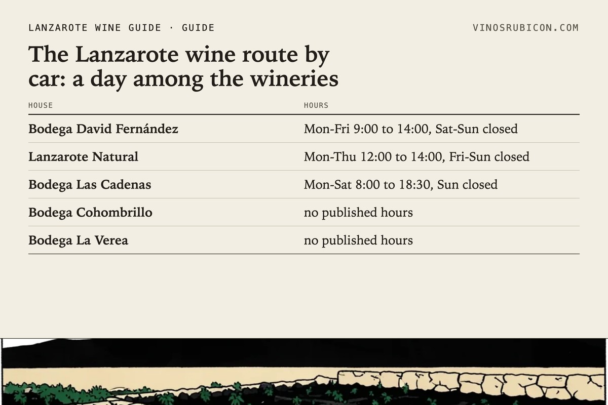 The Lanzarote wine route by car: a day among the wineries · data sheet