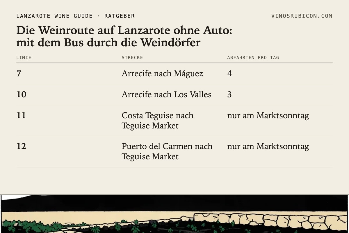 Die Weinroute auf Lanzarote ohne Auto: mit dem Bus durch die Weindörfer · Datenblatt