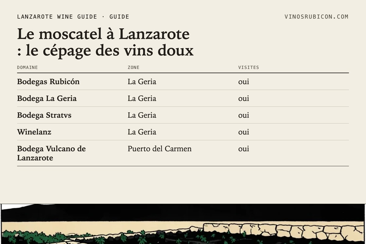 Le moscatel à Lanzarote : le cépage des vins doux · fiche de données
