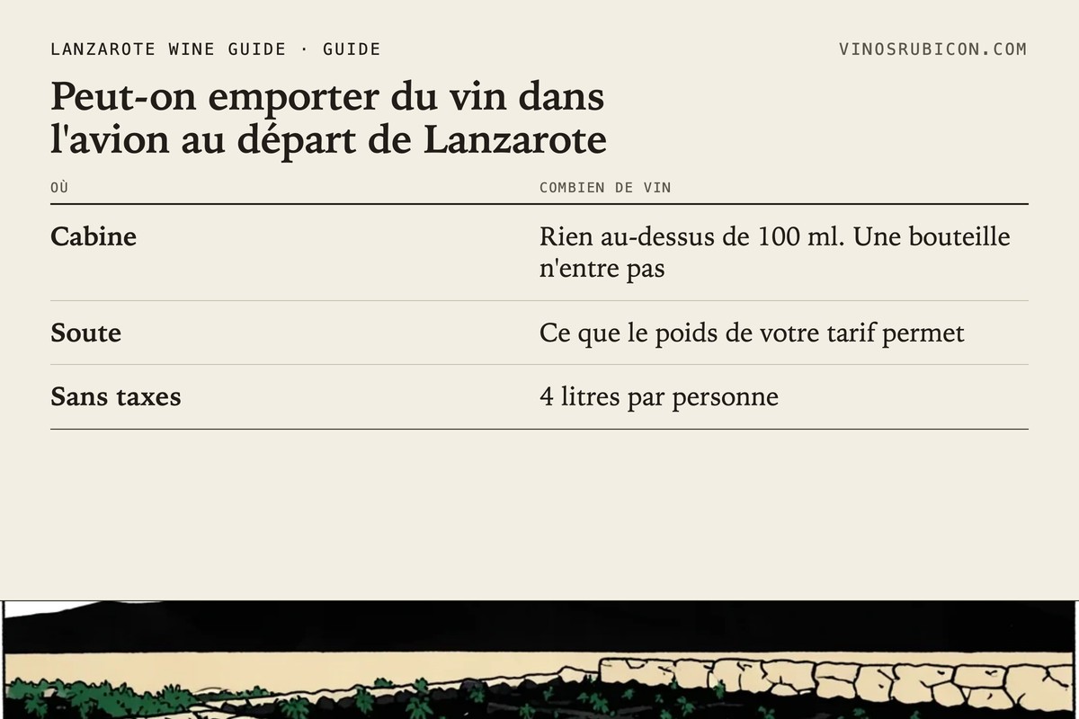 Peut-on emporter du vin dans l'avion au départ de Lanzarote · fiche de données